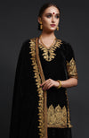 Black Kashmiri Tilla Aari Embroidered Lehenga Set