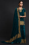 Black Kashmiri Tilla Aari Embroidered Lehenga Set