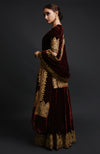 Burgundy Kashmiri Tilla Aari Embroidered Lehenga Set