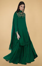 Emerald Green Gota Patti Hand Embroidered Gharara Suit