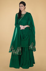 Emerald Green Gota Patti Hand Embroidered Gharara Suit