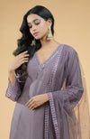 Lavender Mukaish- Silver Zardozi Hand Embroidered Kurta Set