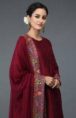 Maroon Kashmiri Kashidakari Hand Embroidered Suit