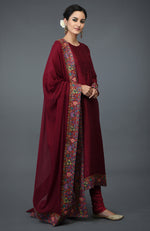 Maroon Kashmiri Kashidakari Hand Embroidered Suit