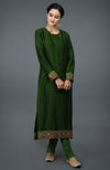 Moss Green Kashmiri Kashidakari Hand Embroidered Suit