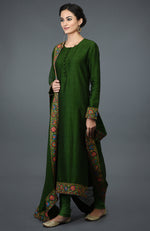 Moss Green Kashmiri Kashidakari Hand Embroidered Suit