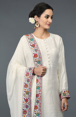 Ivory Kashmiri Kashidakari Hand Embroidered Suit