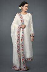 Ivory Kashmiri Kashidakari Hand Embroidered Suit