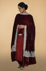 Burgundy Kashmiri Tilla Aari Embroidered Dupatta