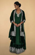 Emerald Kashmiri Tilla Aari Embroidered Lehenga Set