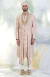 Love Comes Quietly Beige Rose Embroidered Sherwani Set