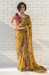 Masterpiece Calendula Floral Parsi Gara Hand Embroidered Saree