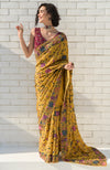 Masterpiece Calendula Floral Parsi Gara Hand Embroidered Saree