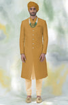 Gold Micro-Quilted Silk Sherwani