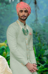 Sage Green Micro-Quilted Silk Sherwani