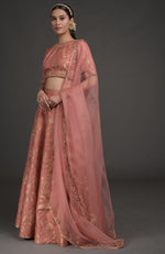 Desert Rose Benarasi Weave Zardozi Embroidered Lehenga Set