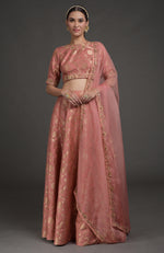 Desert Rose Benarasi Weave Zardozi Embroidered Lehenga Set