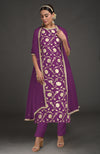 Purple Benarasi Weave Zardozi Kurta Set