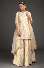 Ivory Benarasi Weave Zardozi Lehenga Set