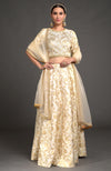 Ivory Benarasi Weave Zardozi Lehenga Set