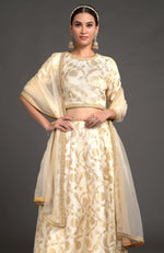 Ivory Benarasi Weave Zardozi Lehenga Set