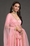 Strawberry Pink Benarasi Zardozi Embroidered Lehenga Set