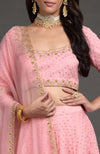 Strawberry Pink Benarasi Zardozi Embroidered Lehenga Set