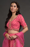 Raspberry Pink Benarasi Weave Zardozi Embroidered Blouse