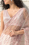 Pink Shower Sequin & Beads Hand Embroidered Saree