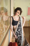 Black Pearl Masterpiece Parsi Gara Hand Embroidered Saree