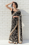 Black Pearl Masterpiece Parsi Gara Hand Embroidered Saree