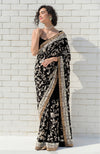 Black Pearl Masterpiece Parsi Gara Hand Embroidered Saree