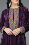 Plum Purple Kashmiri Kashidakari Hand Embroidered Kalidaar Kurta Set