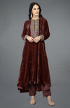 Plum Purple Kashmiri Kashidakari Hand Embroidered Kalidaar Kurta Set