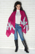 Frida Fuchsia Purple Chevron Thread & Swarovski Pure Cashmere Stole