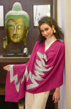 Frida Fuchsia Purple Chevron Thread & Swarovski Pure Cashmere Stole