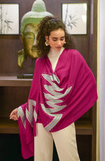 Frida Fuchsia Purple Chevron Thread & Swarovski Pure Cashmere Stole