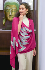 Frida Fuchsia Purple Chevron Thread & Swarovski Pure Cashmere Stole