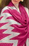 Frida Fuchsia Purple Chevron Thread & Swarovski Pure Cashmere Stole