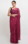 Raspberry French Chantilly Lace Saree Set