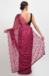 Raspberry French Chantilly Lace Saree Set