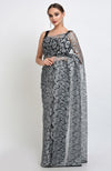 Silver Grey French Chantilly Lace Saree Set