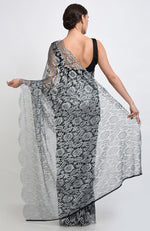 Silver Grey French Chantilly Lace Saree Set