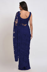 Eclipse Blue Chantilly Lace Saree Set