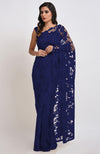 Eclipse Blue Chantilly Lace Saree Set