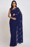 Eclipse Blue Chantilly Lace Saree Set