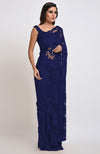 Eclipse Blue Chantilly Lace Saree Set