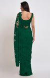 Emerald Green Chantilly Lace Saree Set