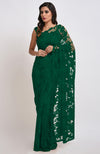 Emerald Green Chantilly Lace Saree Set