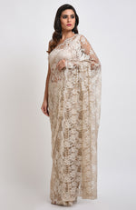 White Swan French Chantilly Lace Saree Set